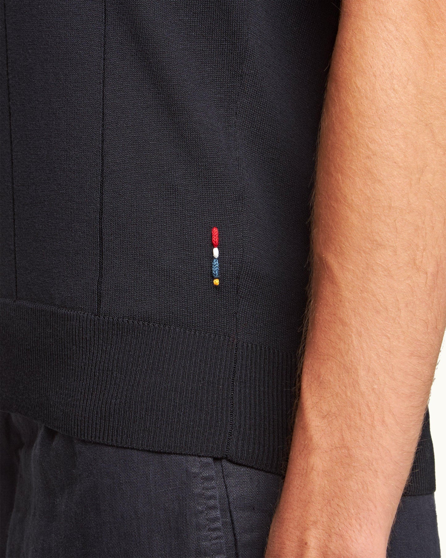 Horton Cotton Silk - Mens Night Iris Tailored Fit Silk-Cotton Polo Shirt Detail 1 View