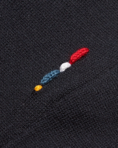 Horton Cotton Silk - Mens Night Iris Tailored Fit Silk-Cotton Polo Shirt Detail View