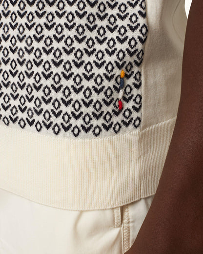 Horton - Night Iris/White Sand Jacquard Tailored Fit Knit Polo Shirt Detail 1