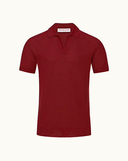 Horton Pique - Copper Red Tailored Fit Mercerised Cotton Polo Shirt Front