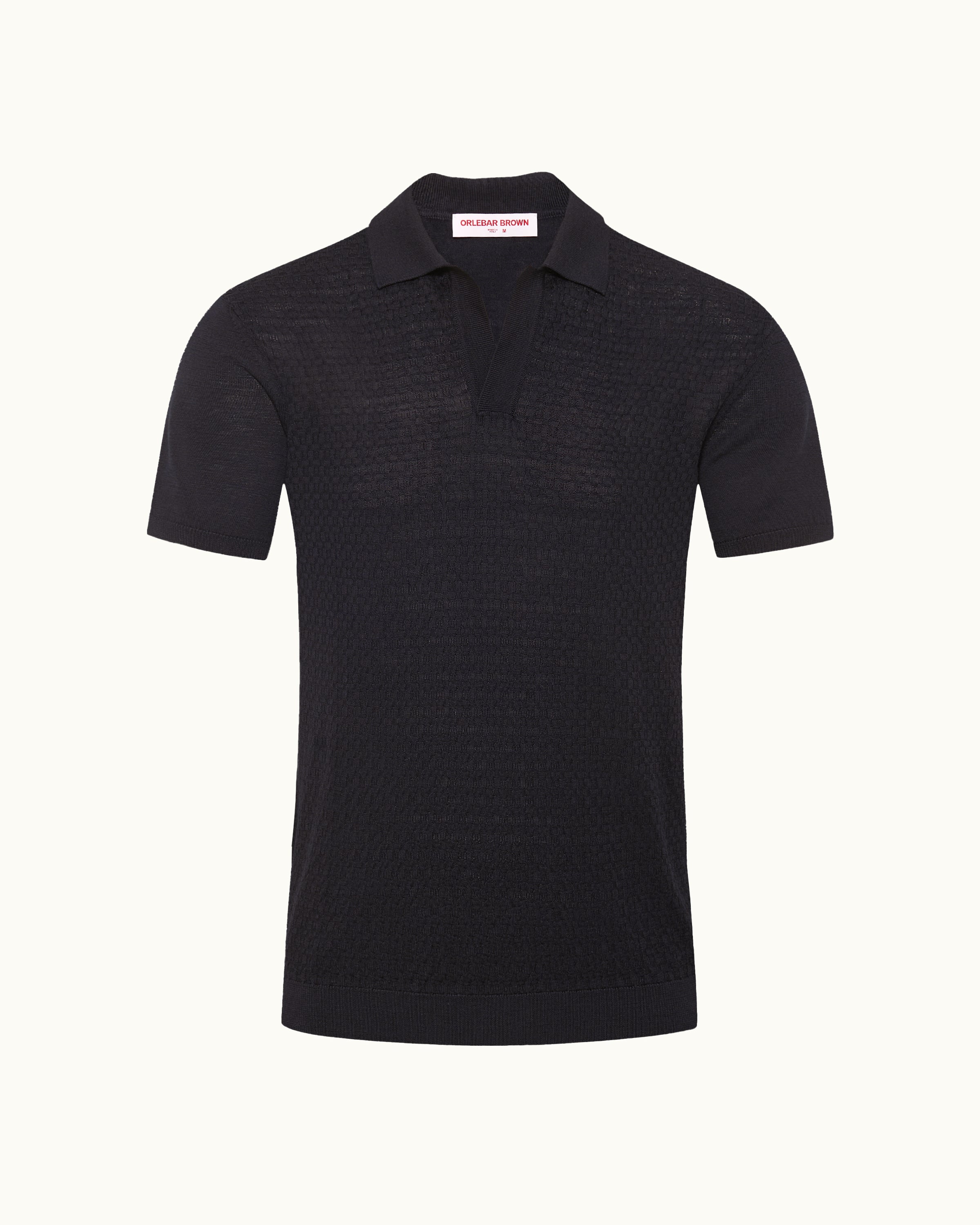 Blue Silk-Cotton Polo Shirt | Luxury Textured Knit – ORLEBAR BROWN