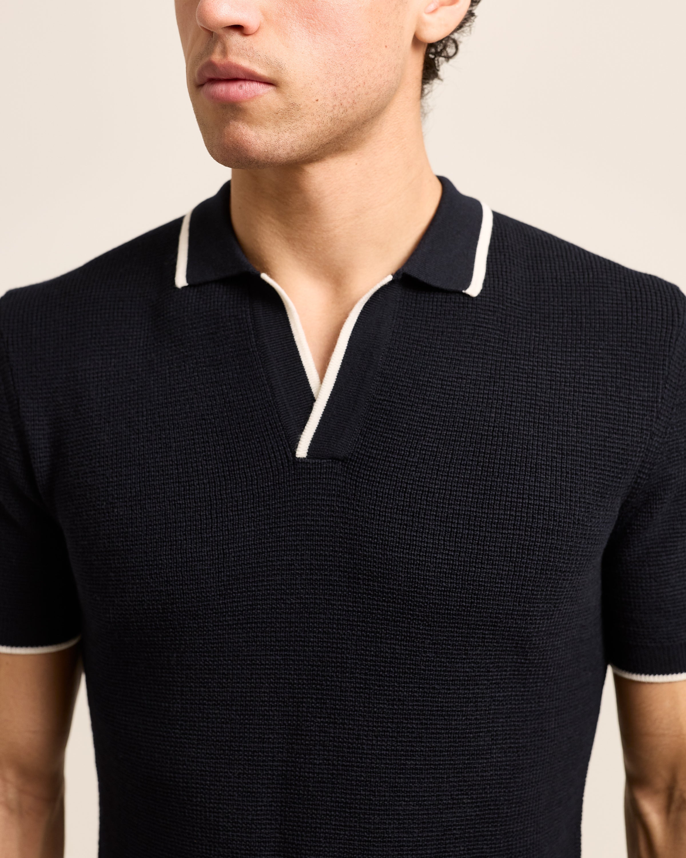 ORLEBAR BROWN ポロ Mens Luxury Blue Stripe Knitted Polo Shirt | Orlebar Brown