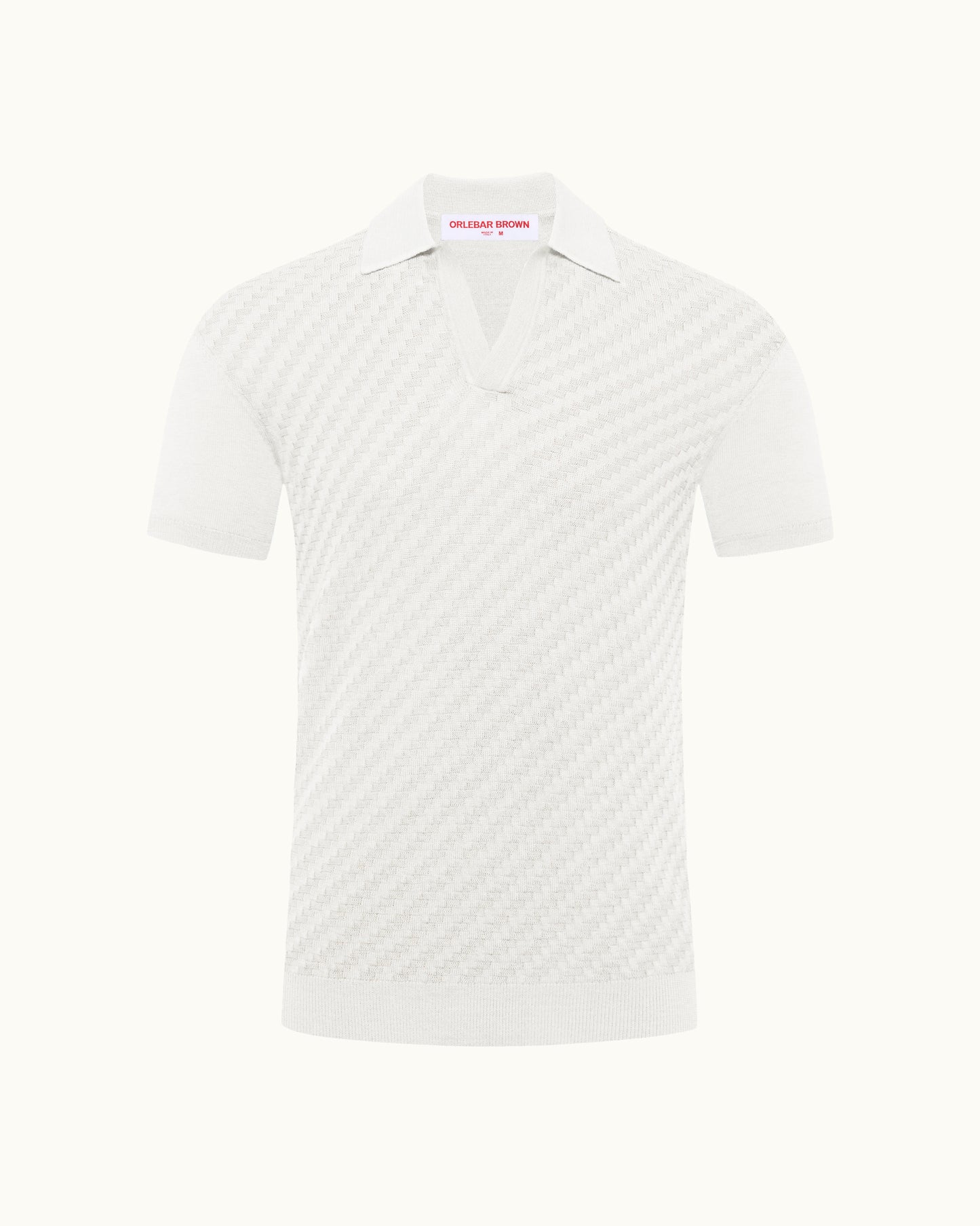 White textured polo shirt on a white background