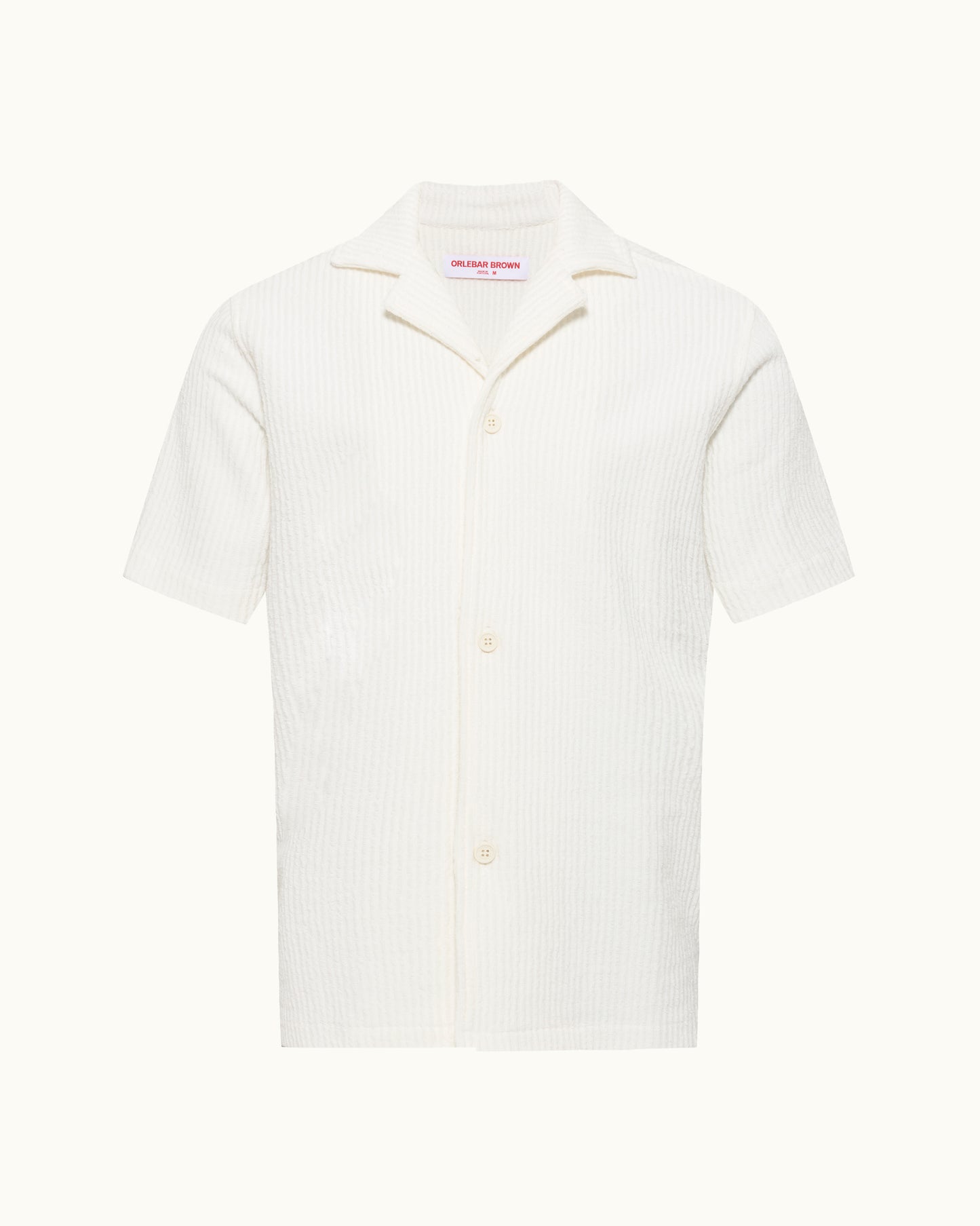 White short-sleeve shirt with collar on a white background