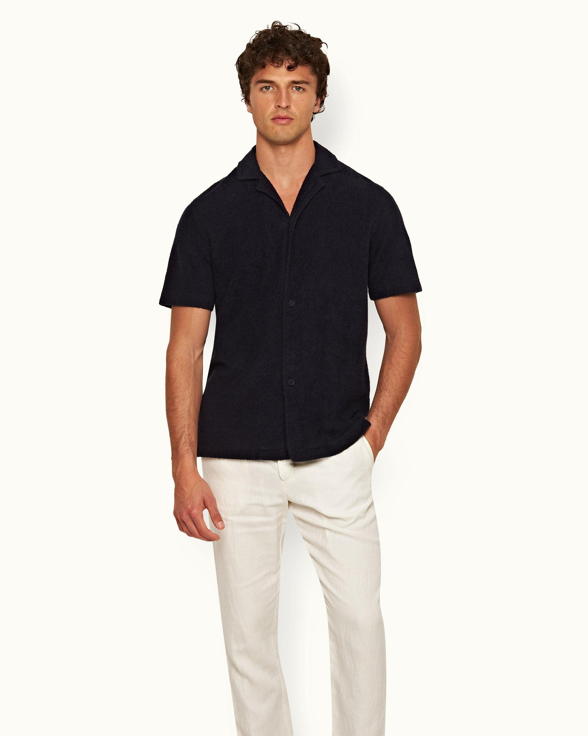 Night Iris Relaxed Fit Capri Collar Short-Sleeve Cotton Shirt ORLEBAR BROWN Night Iris Relaxed Fit Capri Collar Short-Sleeve Cotton Shirt ORLEBAR BROWN