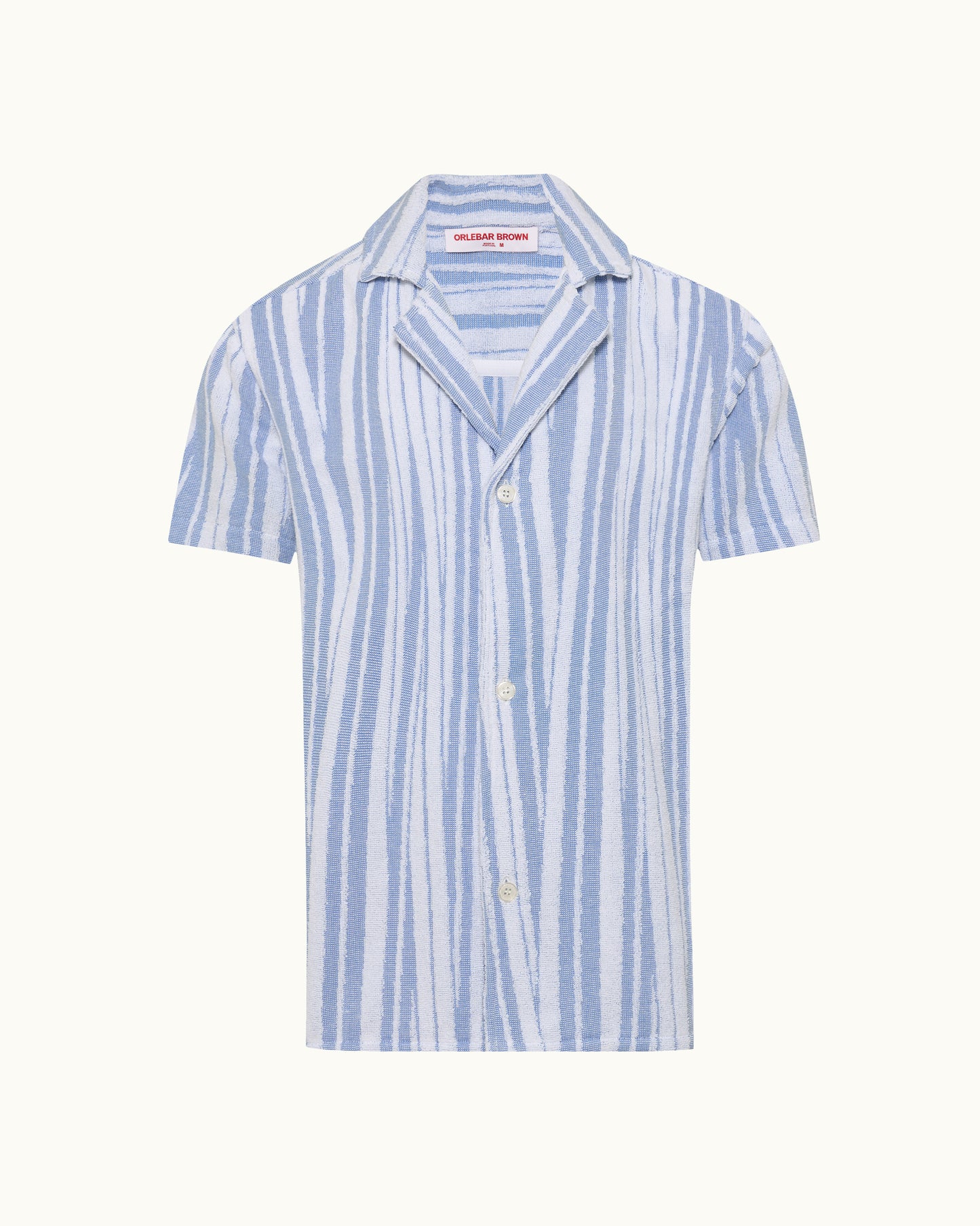 Blue and white striped shirt on a white background