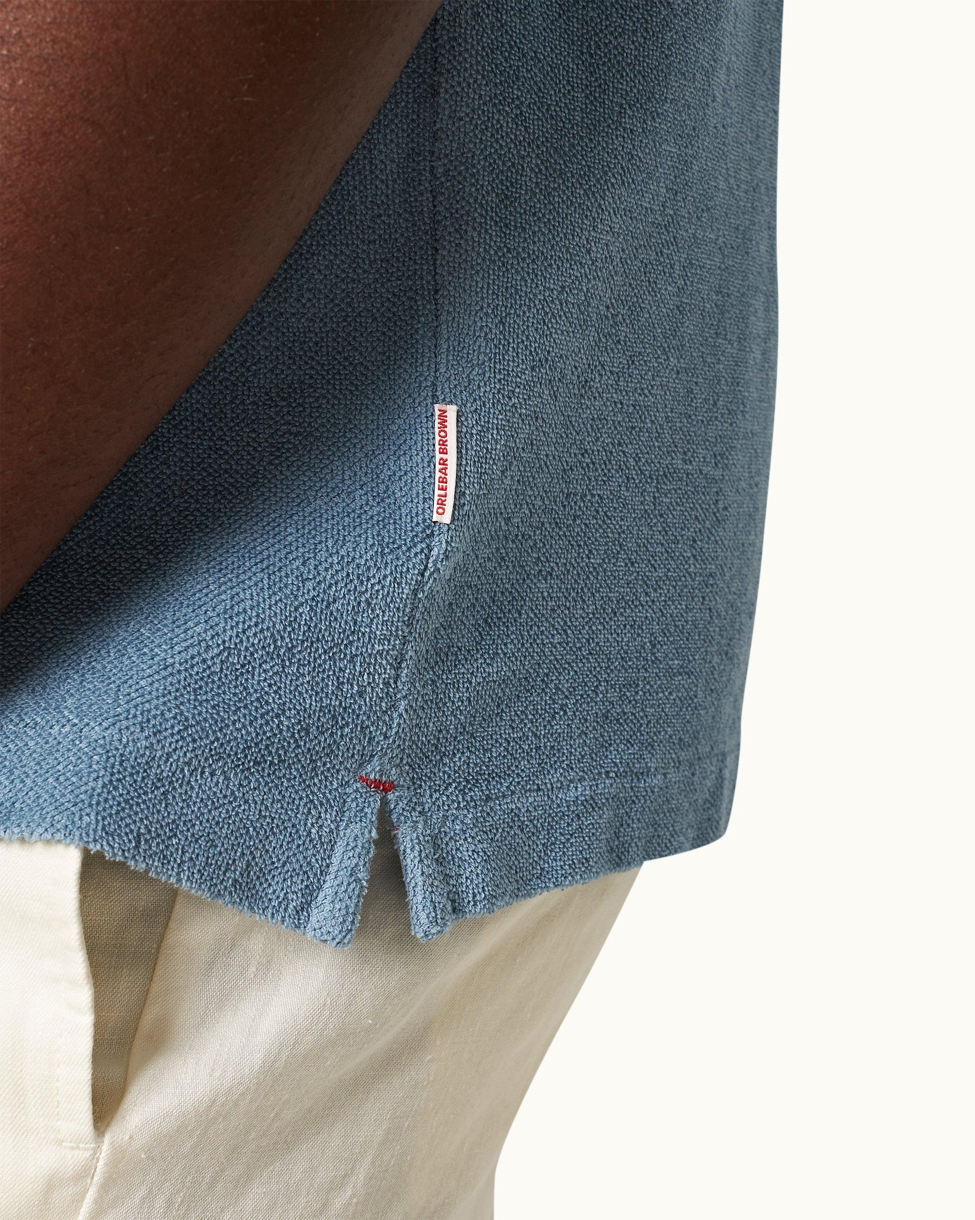 Howell Towelling - Relaxed Fit Capri Collar Cotton Towelling Shirt In Wish Blue Detail 1