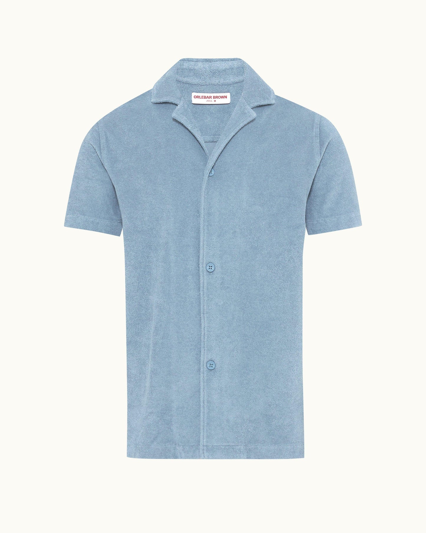 Howell Towelling - Relaxed Fit Capri Collar Cotton Towelling Shirt In Wish Blue Front