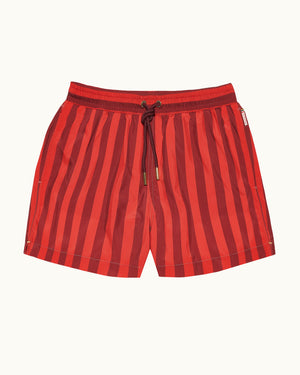 Red striped shorts on a white background