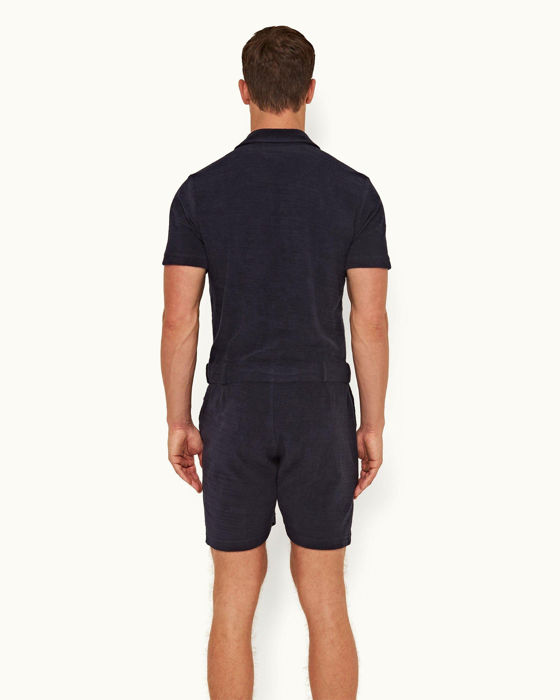 Goldfinger Onesie - Mens Midnight Navy 007 Goldfinger Onesie Back Model View