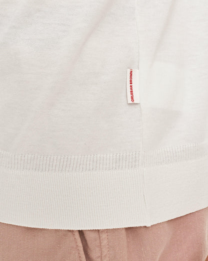 Jarrett Knitted - Mens Classic Fit Knitted Rib Cotton-Modal Polo Shirt In White Sand Detail 1 View