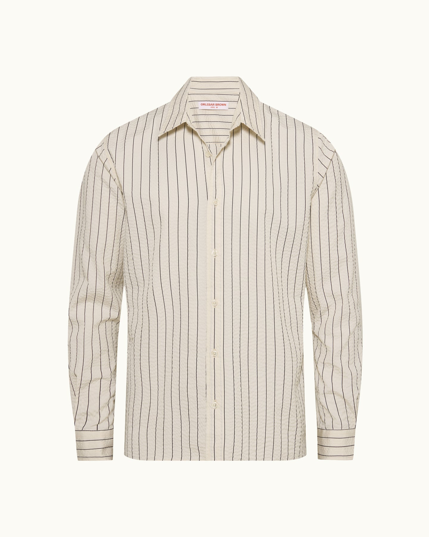 Beige striped shirt on a white background