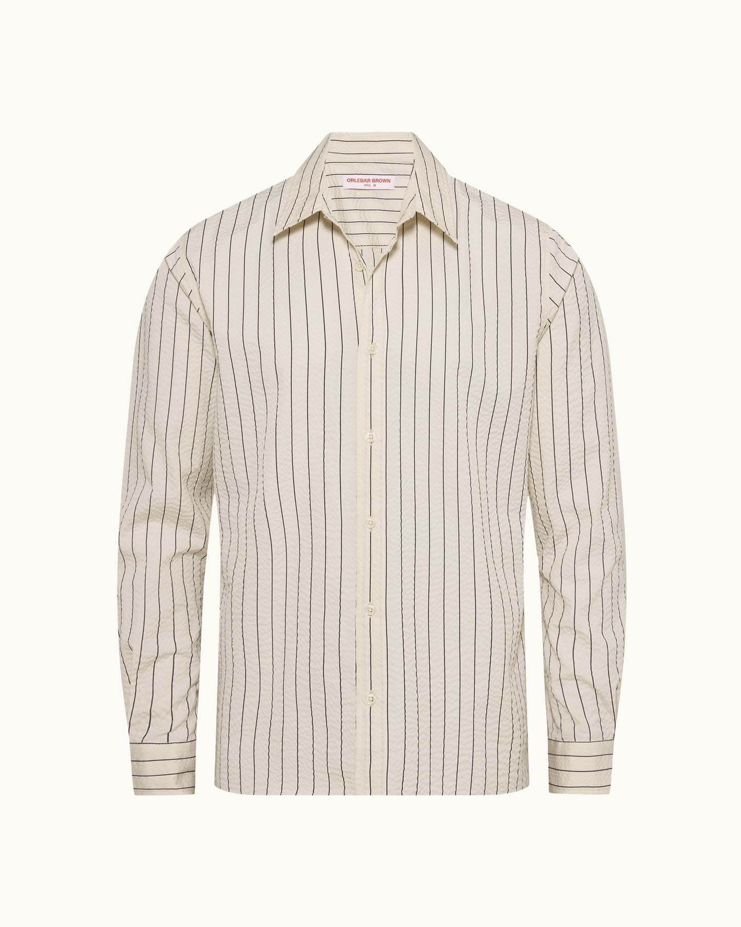 Beige striped shirt on a white background