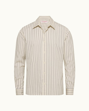 Beige striped shirt on a white background