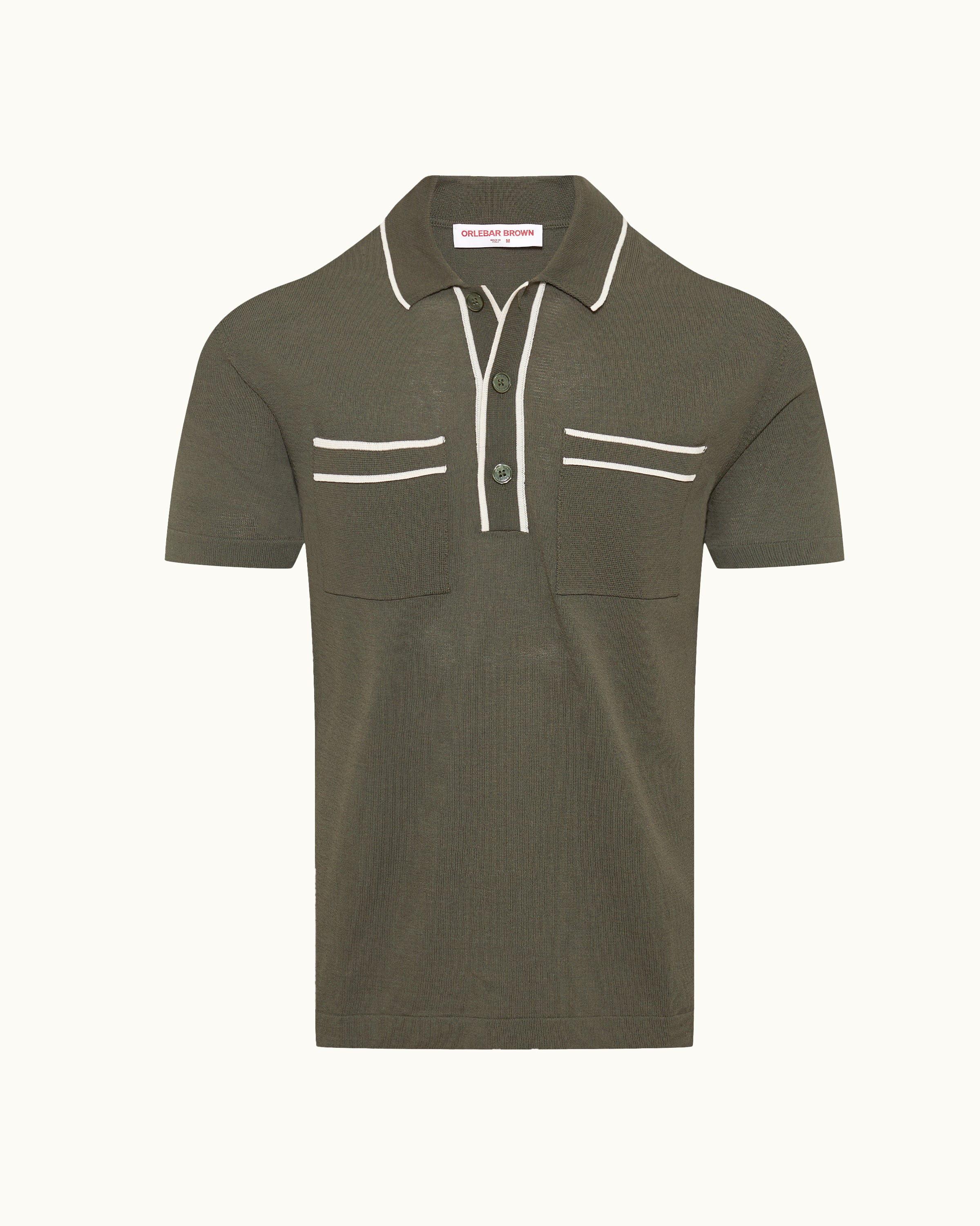 Green & Beige Polo Shirt | Smart Knit Summer Polo – ORLEBAR BROWN
