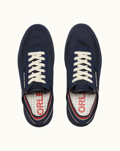 Larson - Mens Navy O.B Stripe Shoe You Can Swim In Overhead View