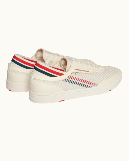 Larson - Mens White O.B Stripe Shoe You Can Swim In Back View