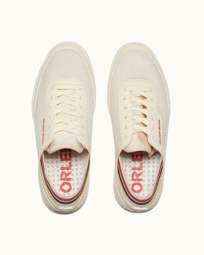 Larson - Mens White O.B Stripe Shoe You Can Swim In Overhead View