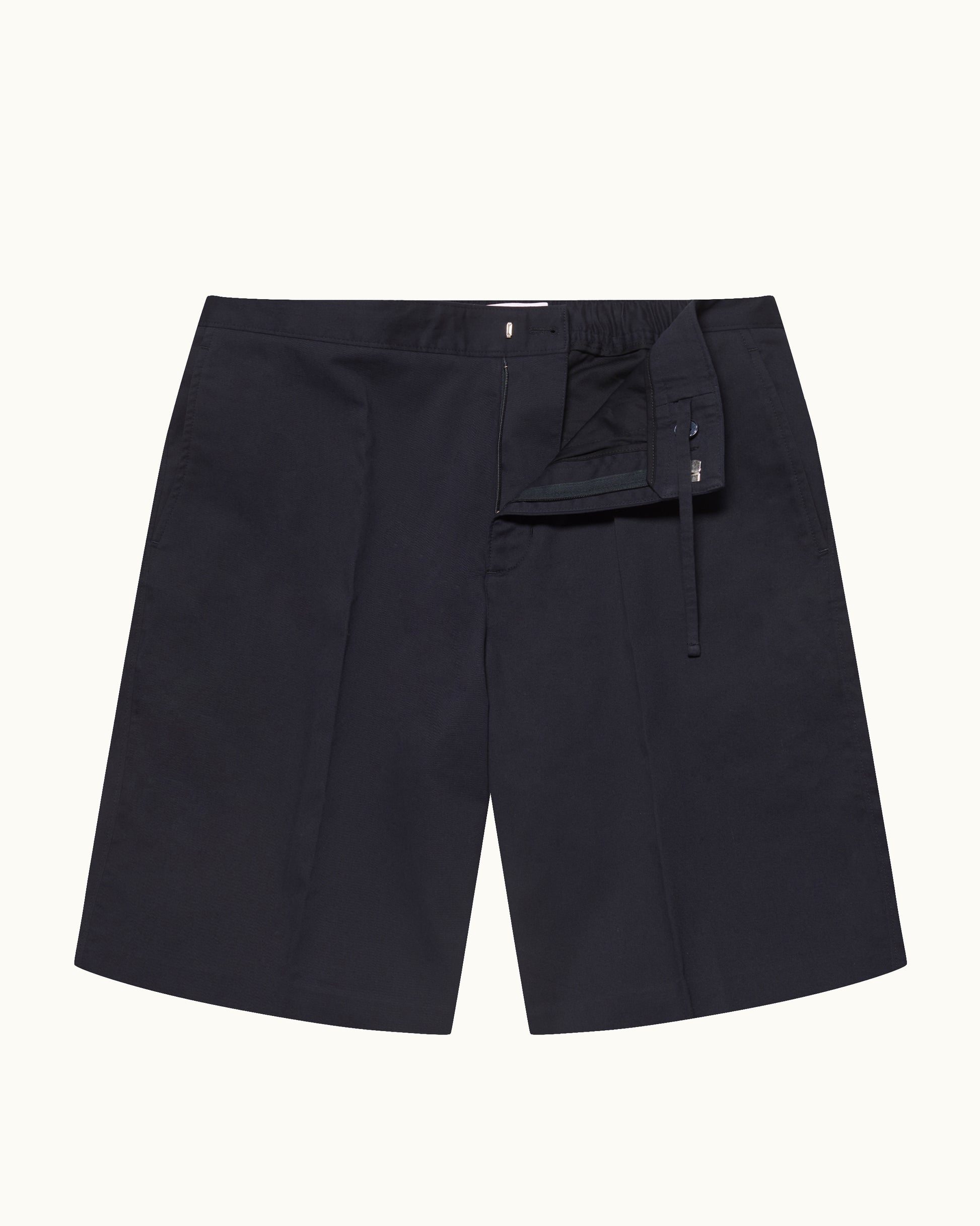 Dark navy shorts on a white background