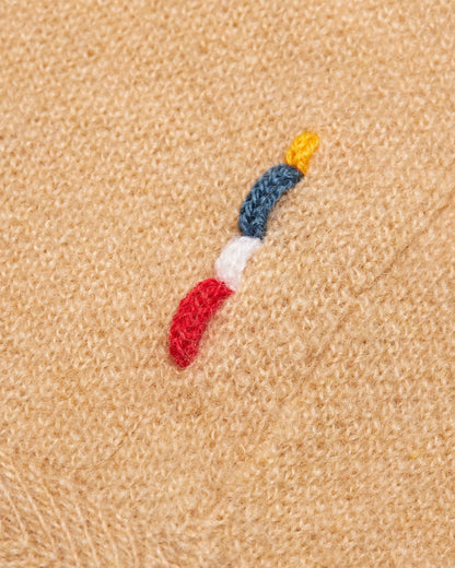 Lennard Cashmere - Mens Classic Fit Half-Zip Fully Fashioned Cashmere Jumper In Biscuit Colour Detail View