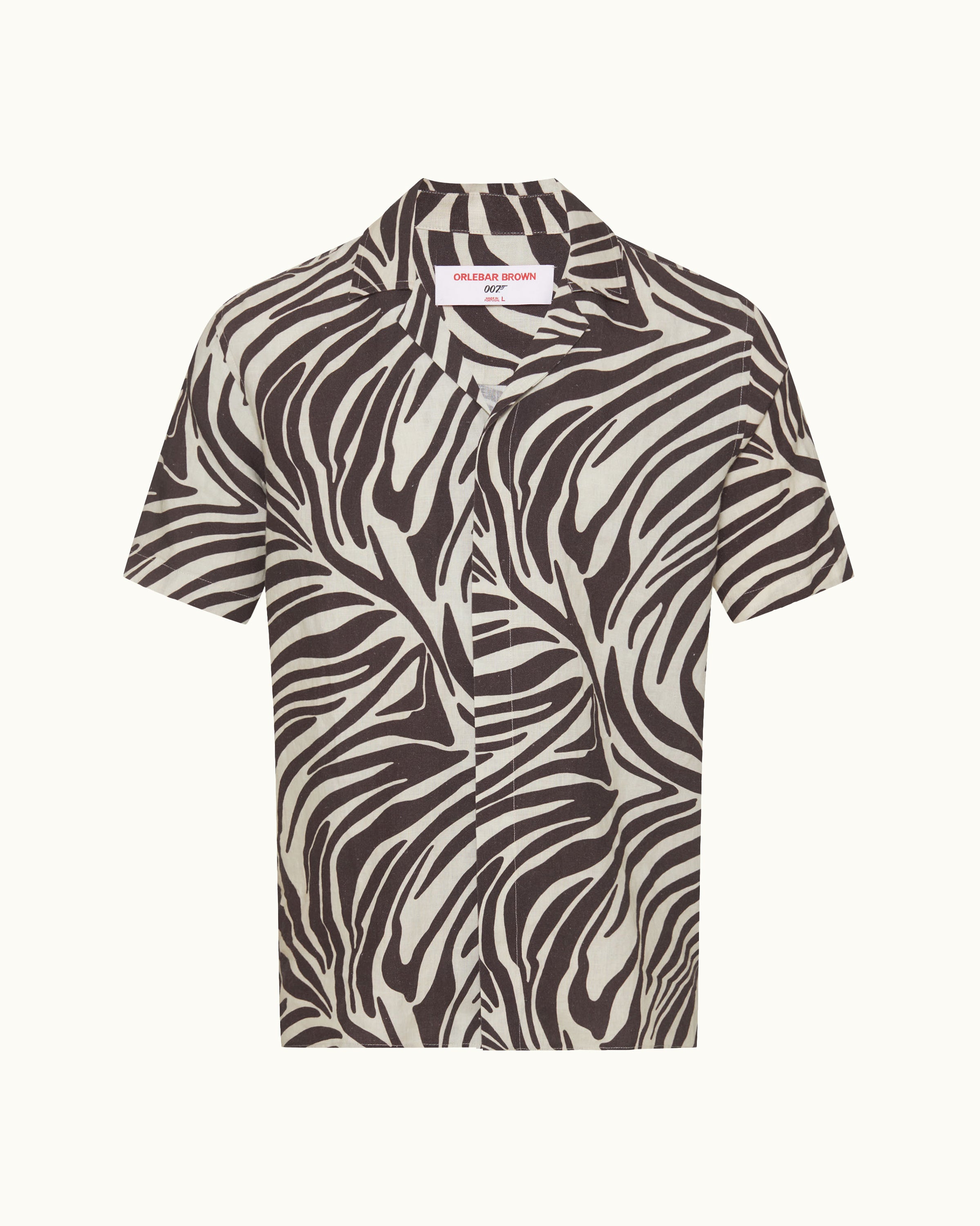 メンズウェア #CLASSIC STRIPE BB SHIRT CREAM BLACK Orlebar Brown | Men's Relaxed Fit Capri Collar Zebra Print Linen