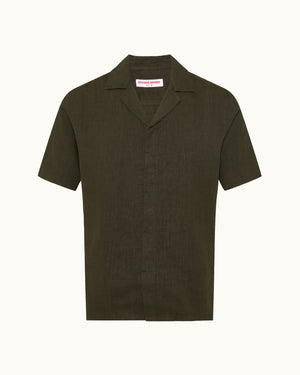 Green short-sleeve shirt on a white background