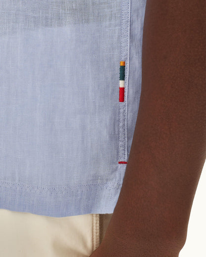 Maitan - Relaxed Fit Capri Collar Linen Shirt in Hush Detail 1