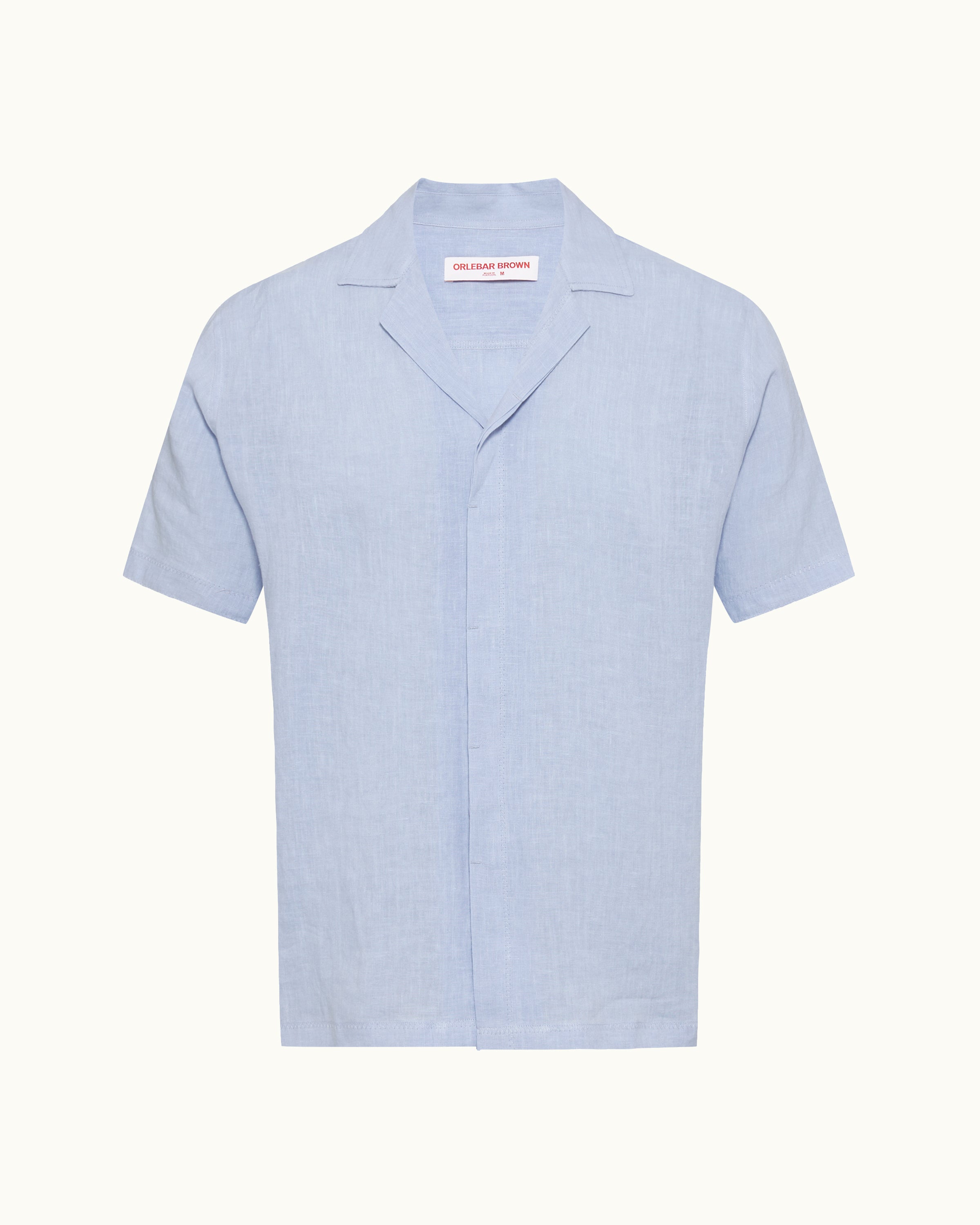 Orlebar Brown | Men's Relaxed Fit Capri Collar Linen Shirt in Hush