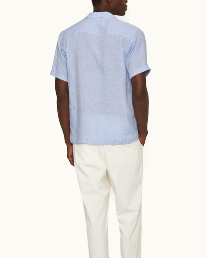 Maitan - Relaxed Fit Capri Collar Linen Shirt in Hush Model Back
