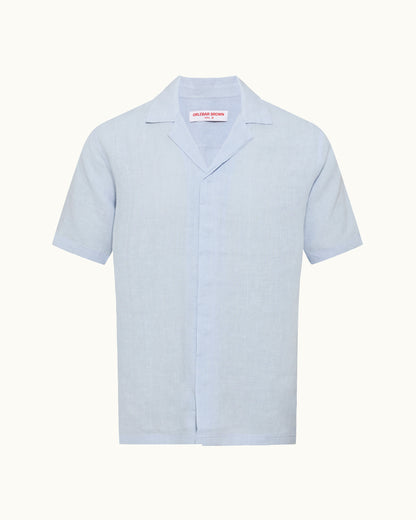 Light blue short-sleeve shirt on a white background