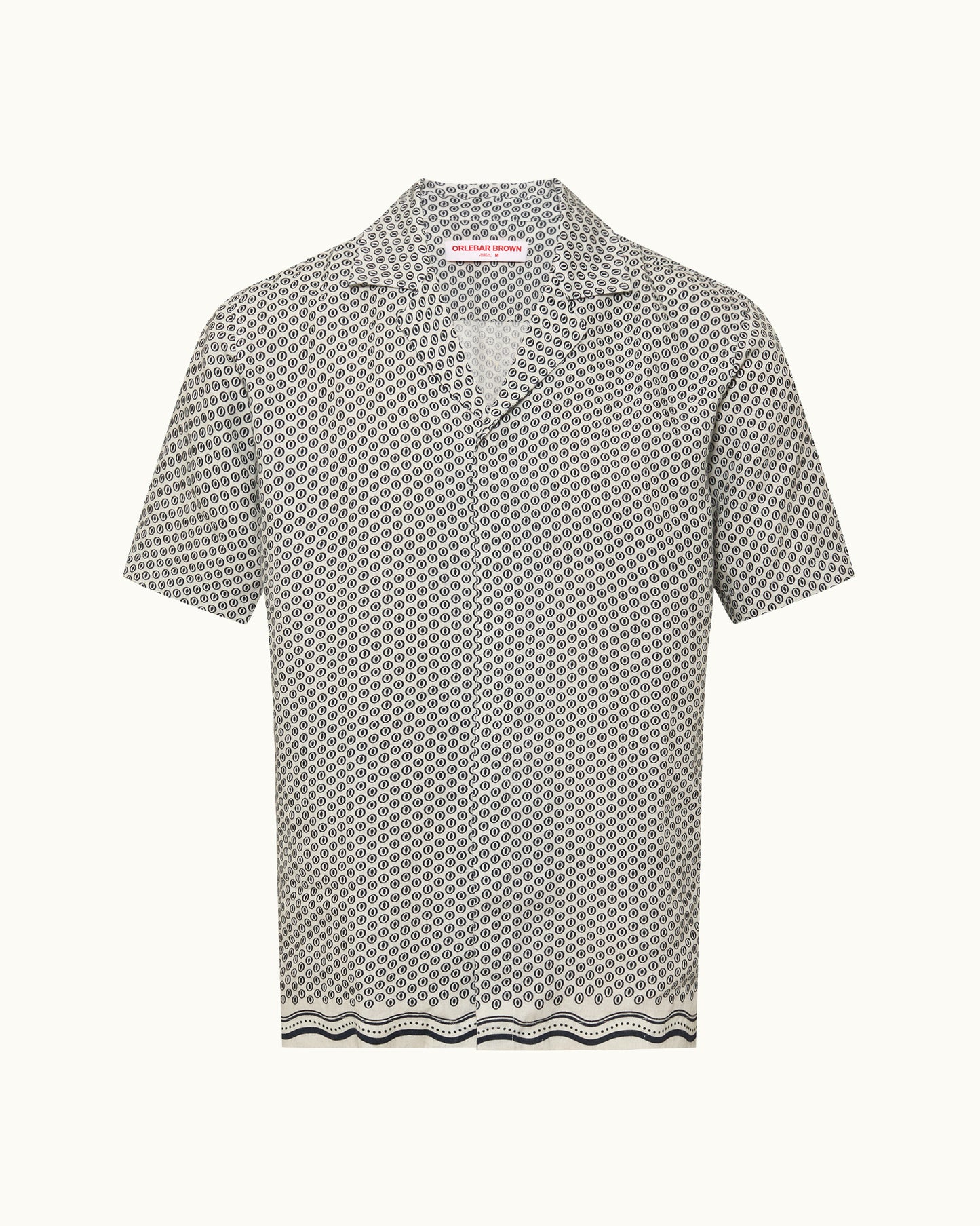 Short-sleeve patterned shirt on a white background
