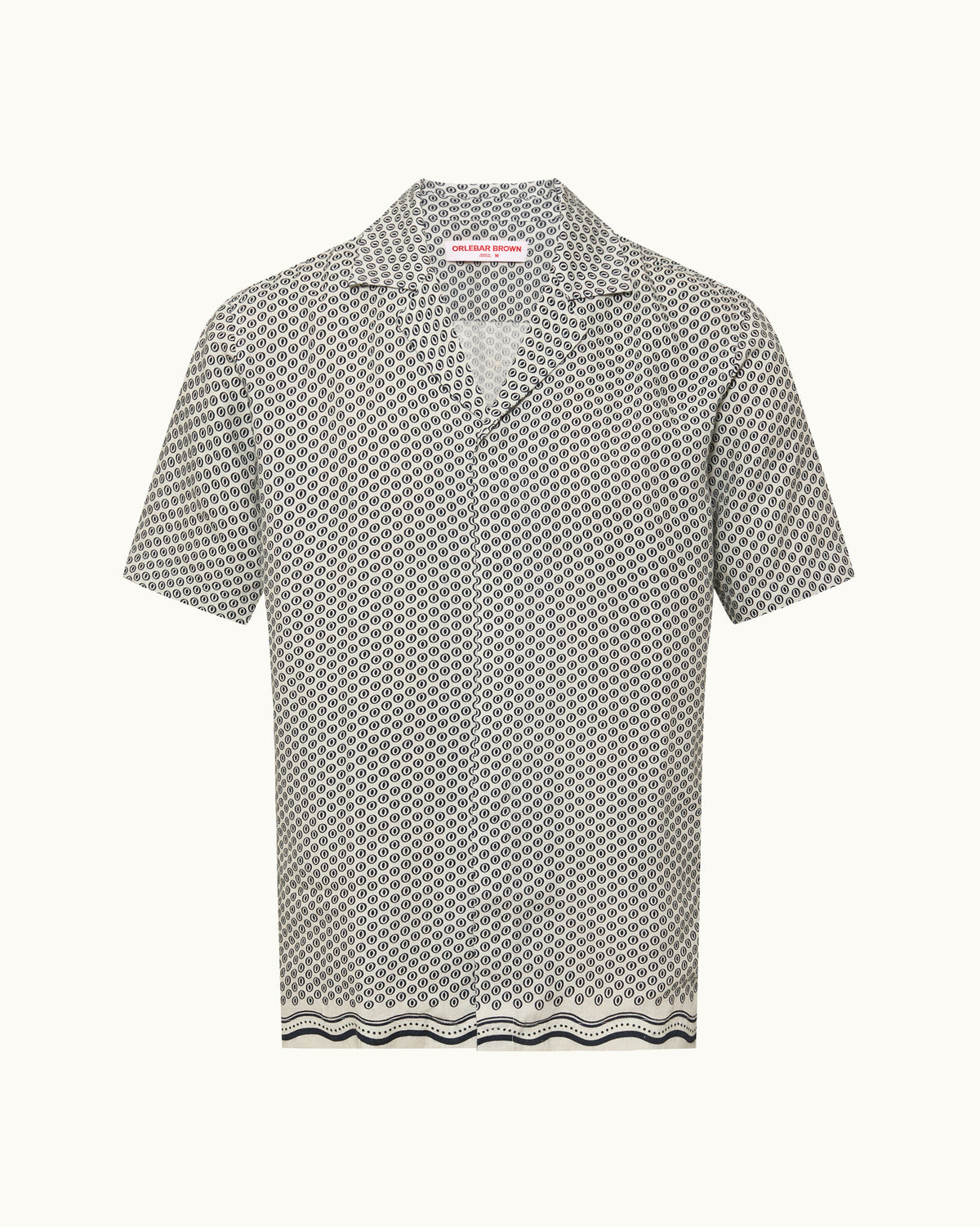 Short-sleeve patterned shirt on a white background