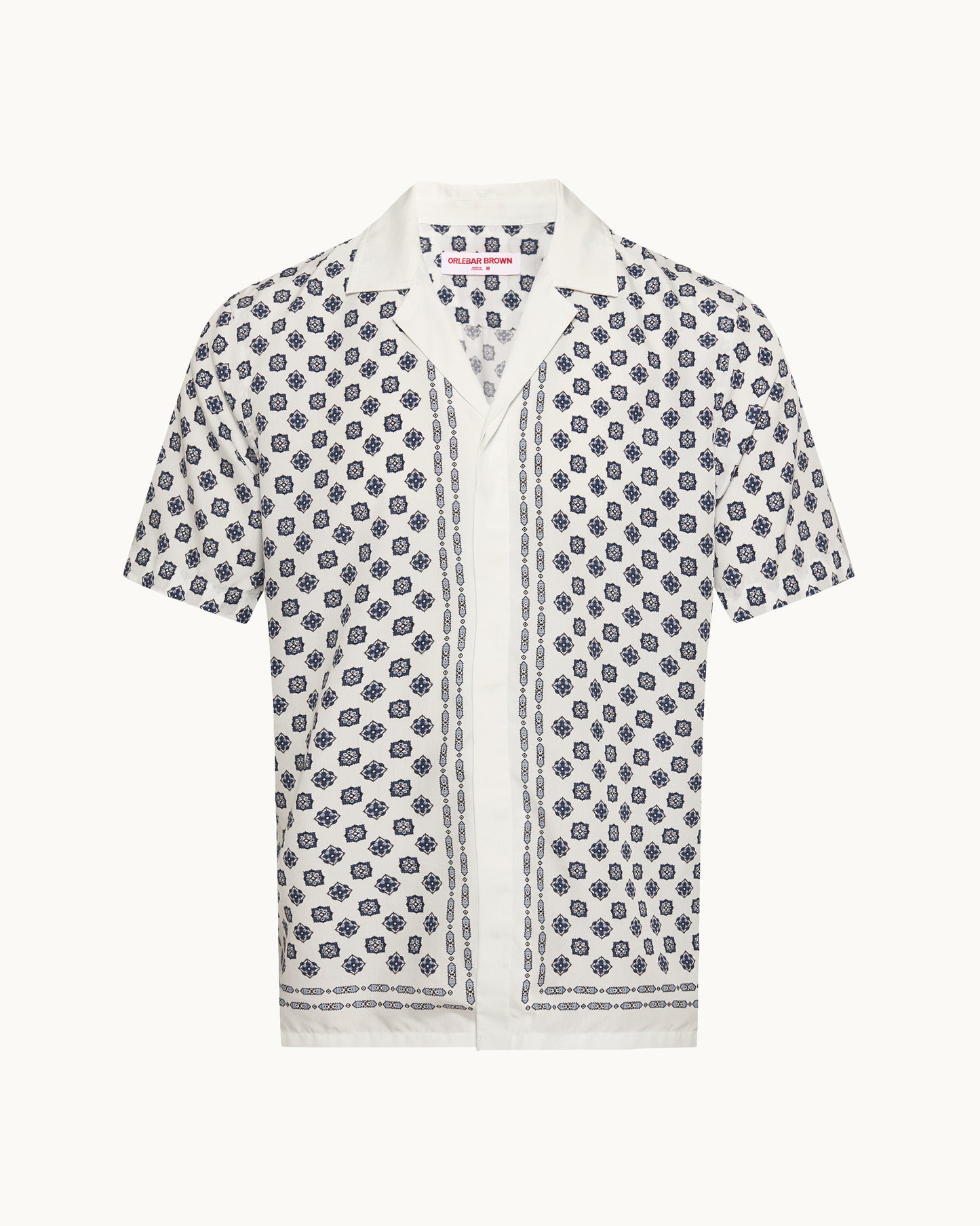 Short-sleeve shirt with a pattern on a white background