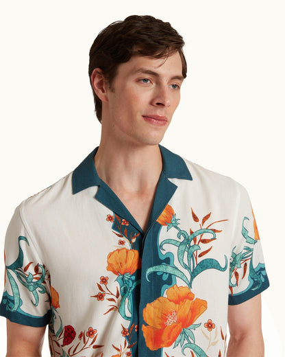 Maitan - Morpheus Print Relaxed Fit Capri Collar Shirt, Multicolour Detail