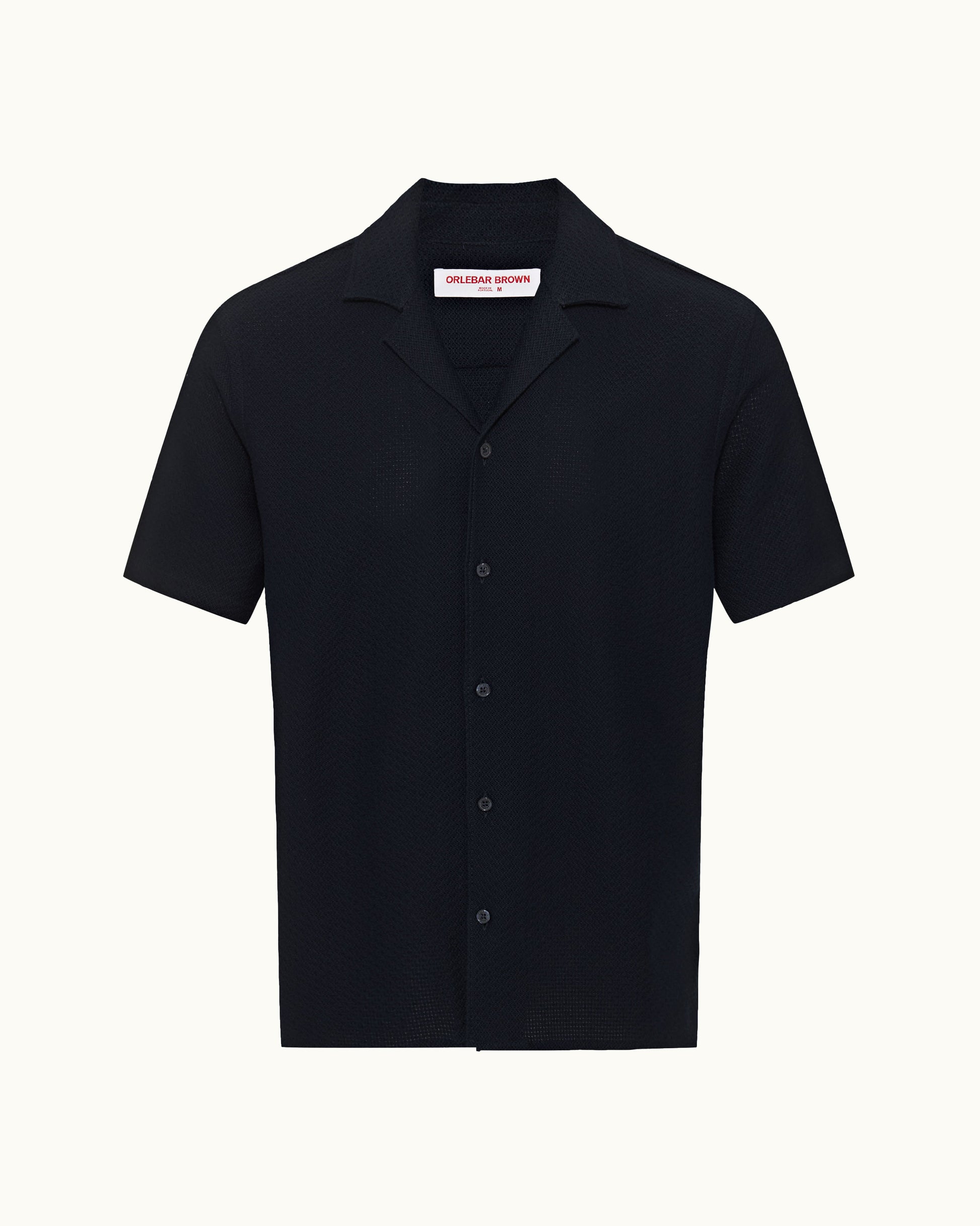 Orlebar Brown Maitan Open Weave Short-Sleeves Regular-Fit Cotton-Knit Men Shirt - Night Iris Orlebar Brown Maitan Open Weave Short-Sleeves Regular-Fit Cotton-Knit Men Shirt - Night Iris