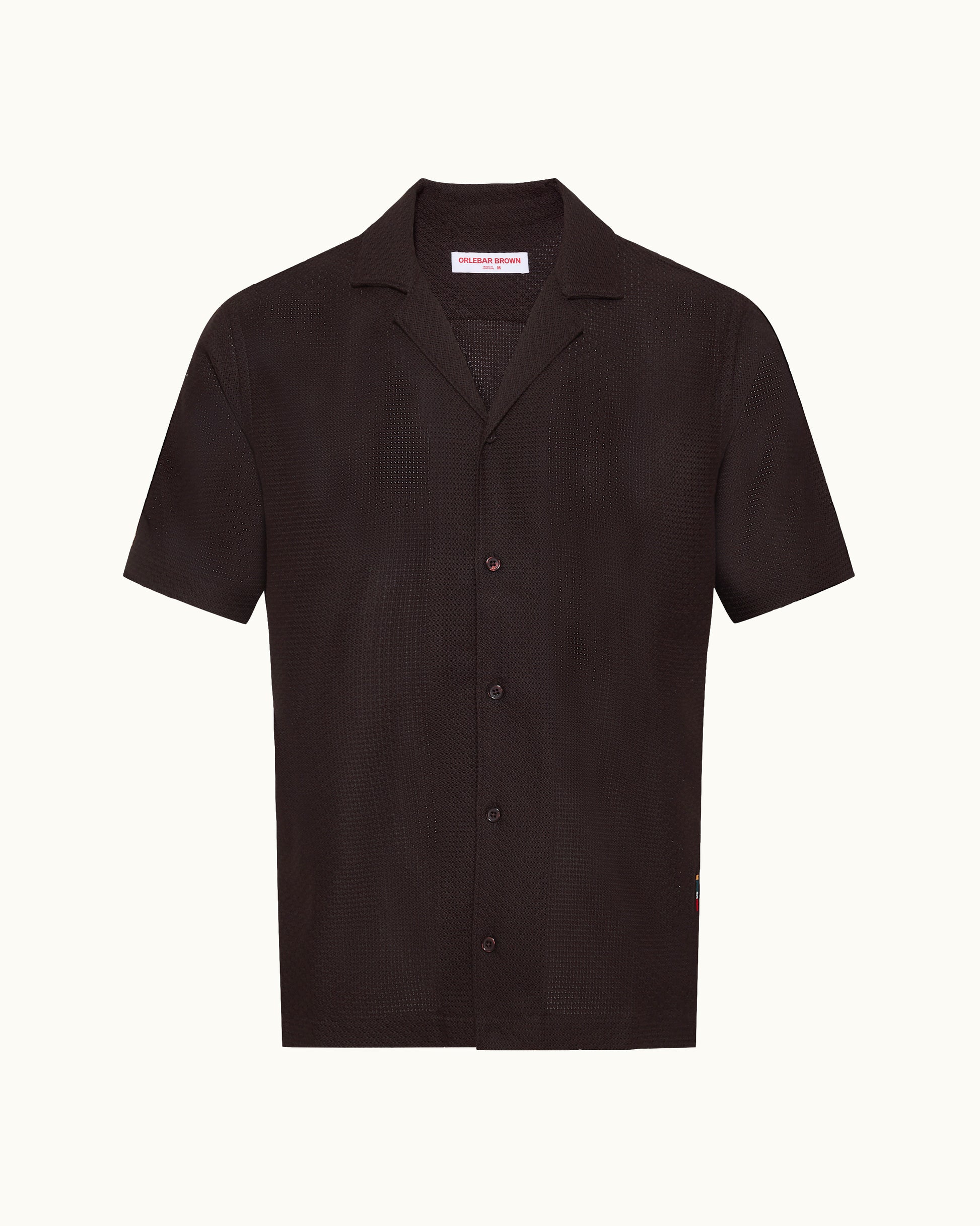 Black short-sleeve shirt on a white background