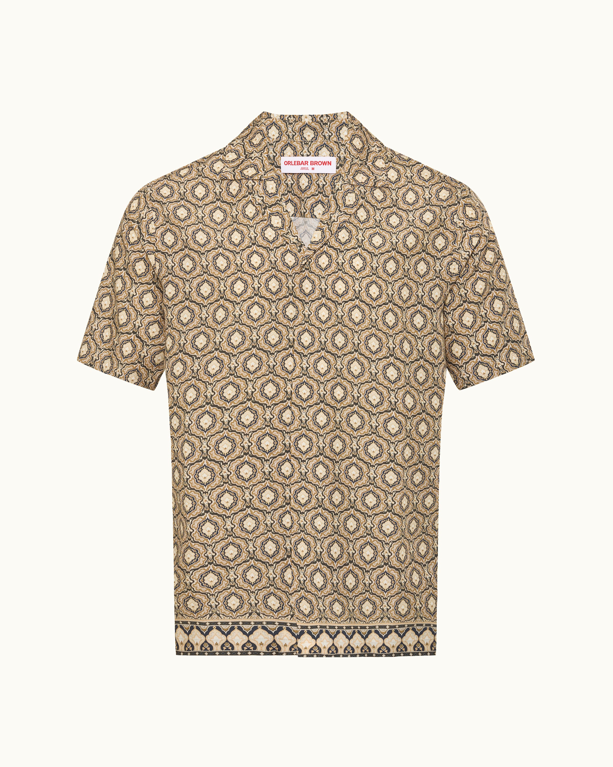 Mens Green Passetto Printed Linen Shirt | Orlebar Brown – ORLEBAR