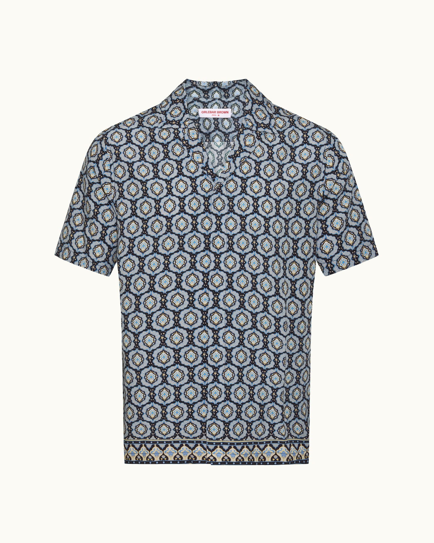 Patterned polo shirt on a white background