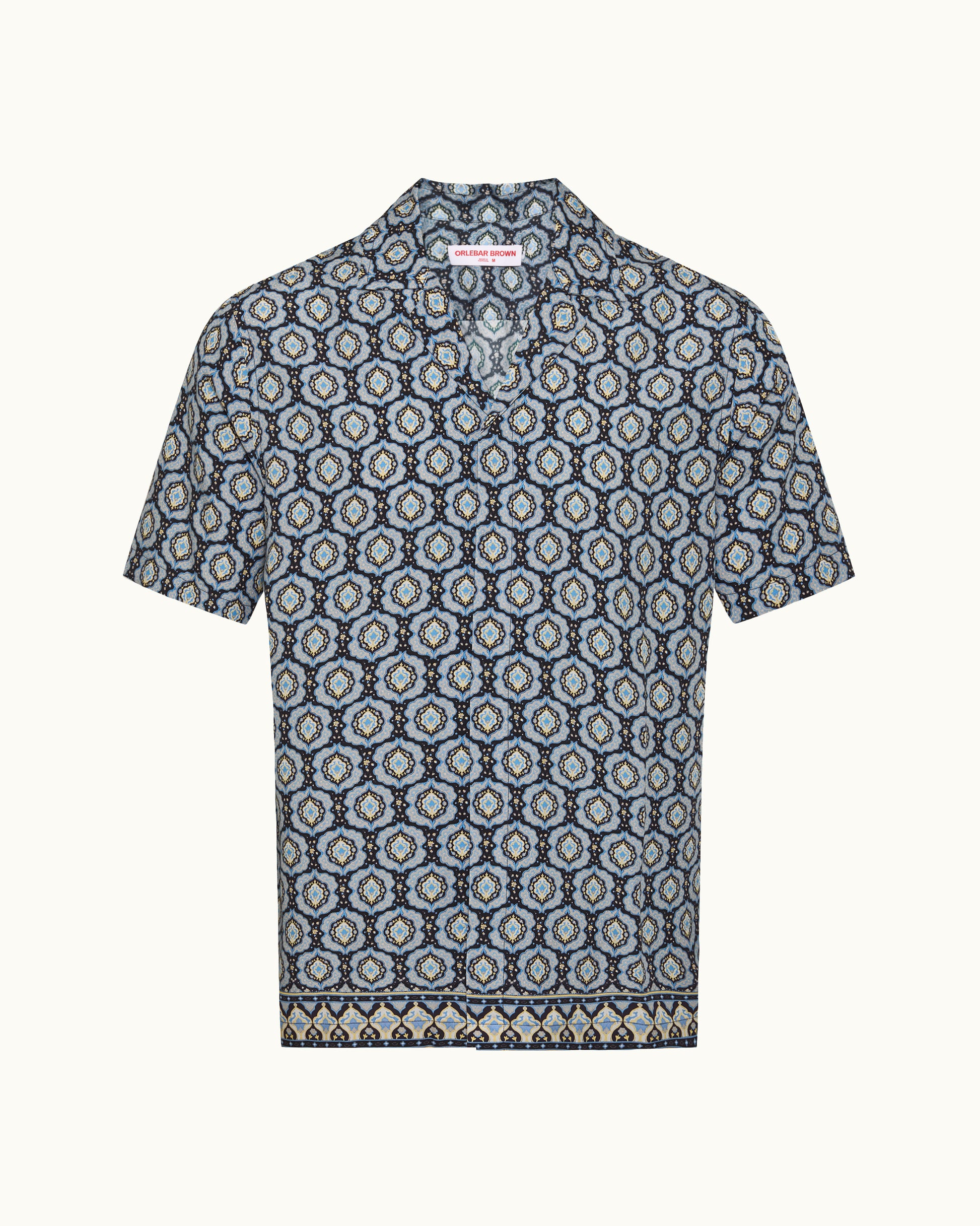 Patterned polo shirt on a white background