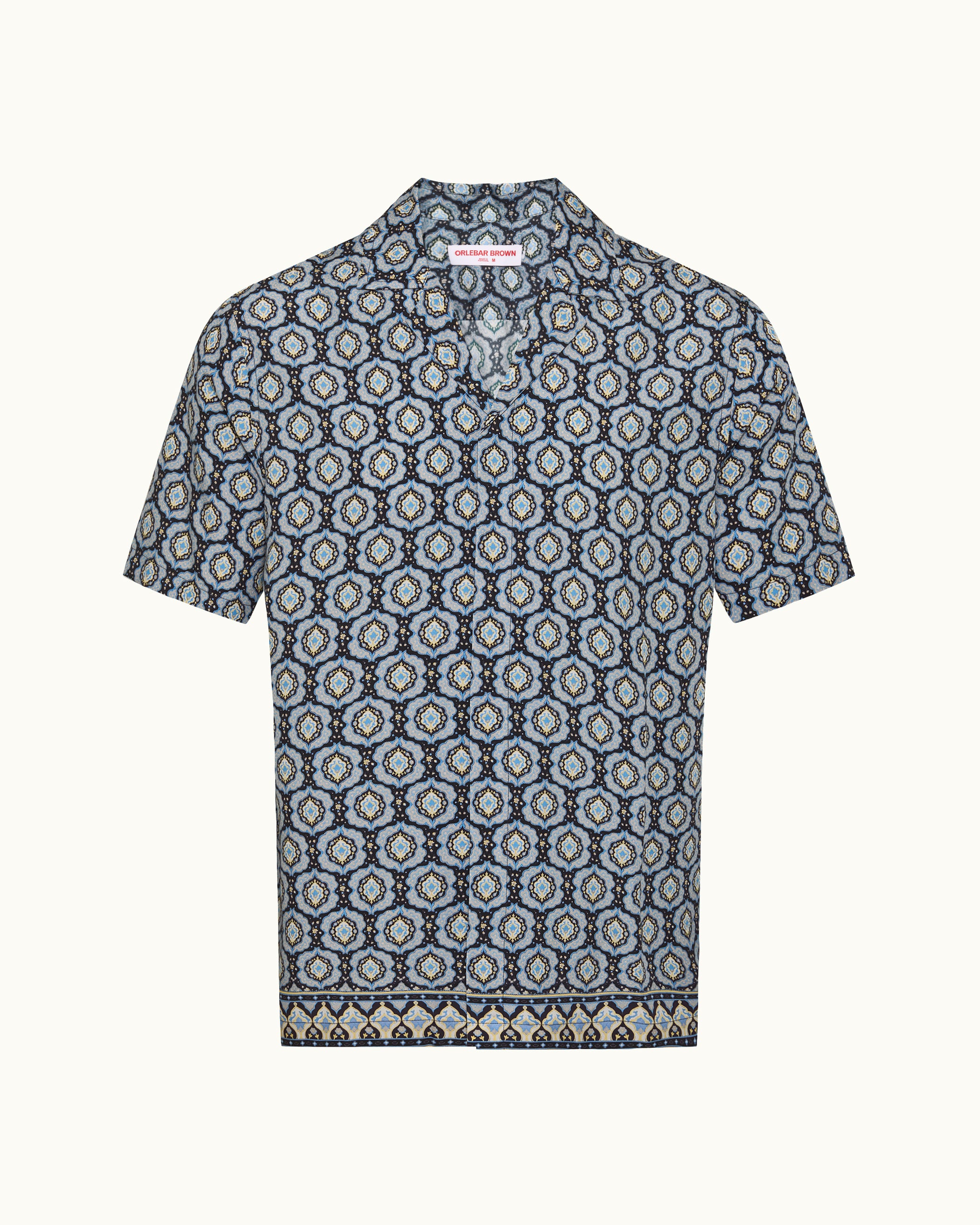 Patterned polo shirt on a white background