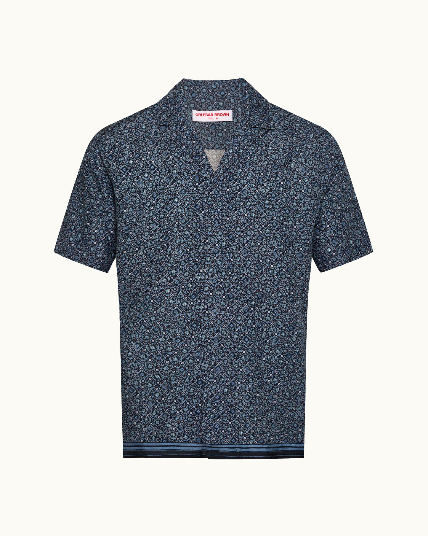 Dark blue printed shirt on a white background