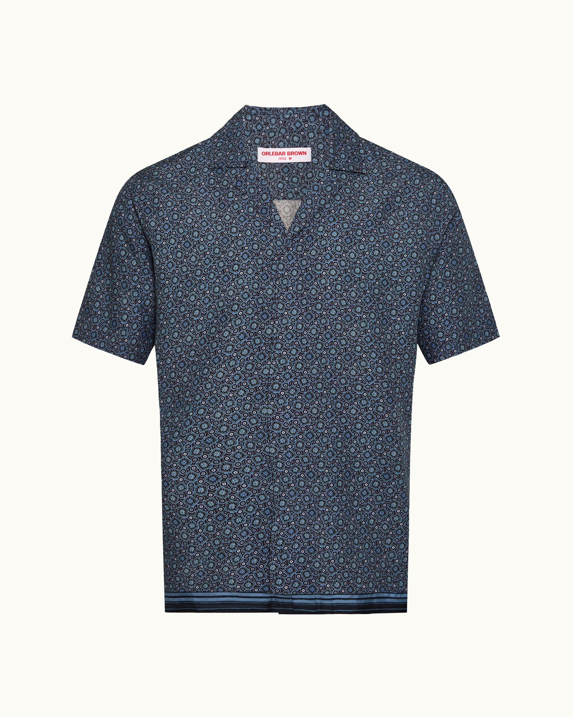 Dark blue printed shirt on a white background