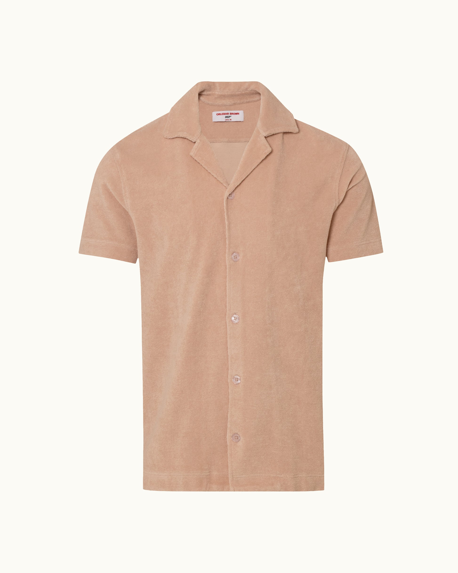 Beige short-sleeve shirt on a white background