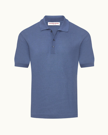 Maranon - Mens Classic Fit Mercerised Cotton Polo Shirt In Springfield Blue Front View