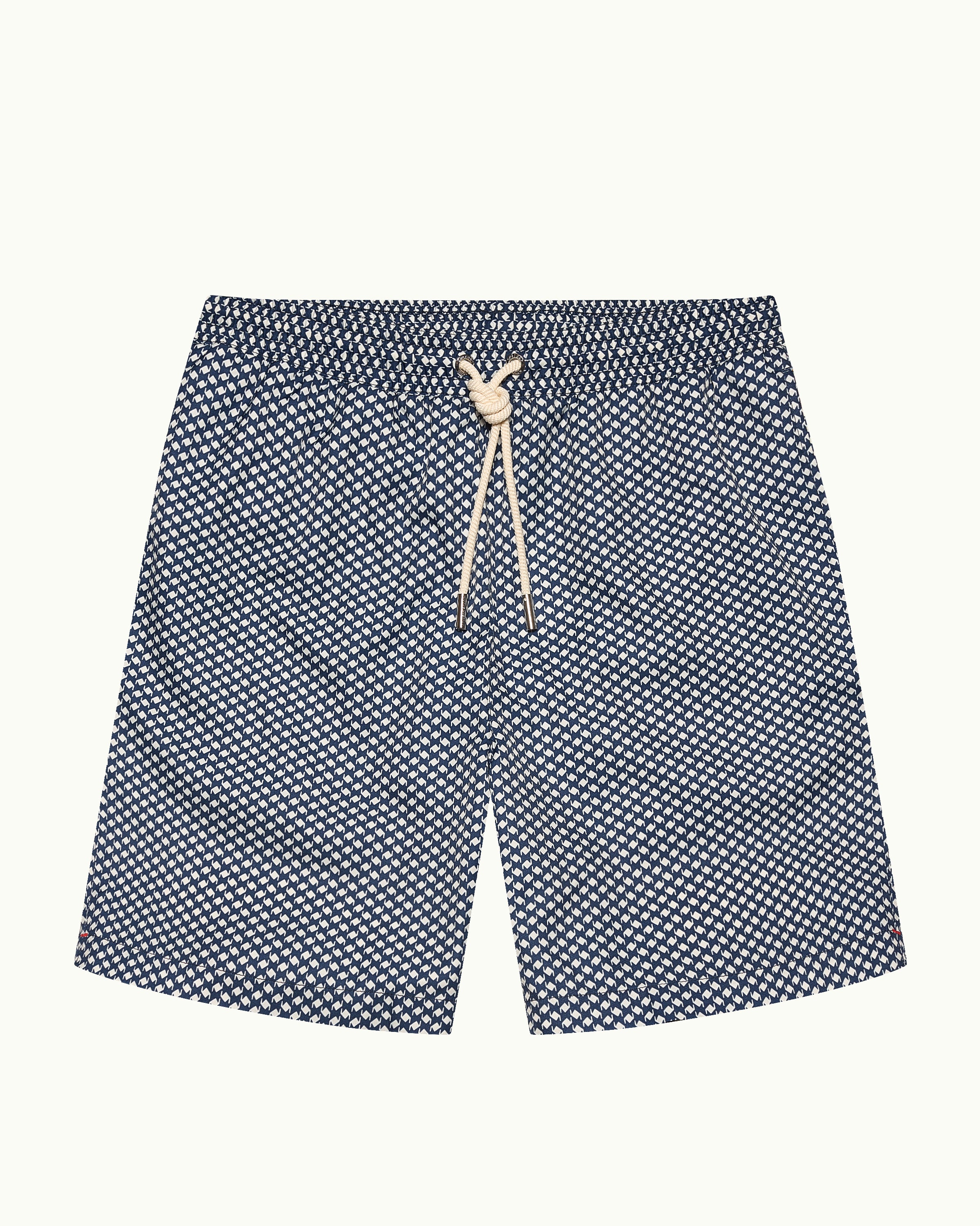 Mens Dark Blue Printed Long Swim Shorts | Orlebar Brown – ORLEBAR