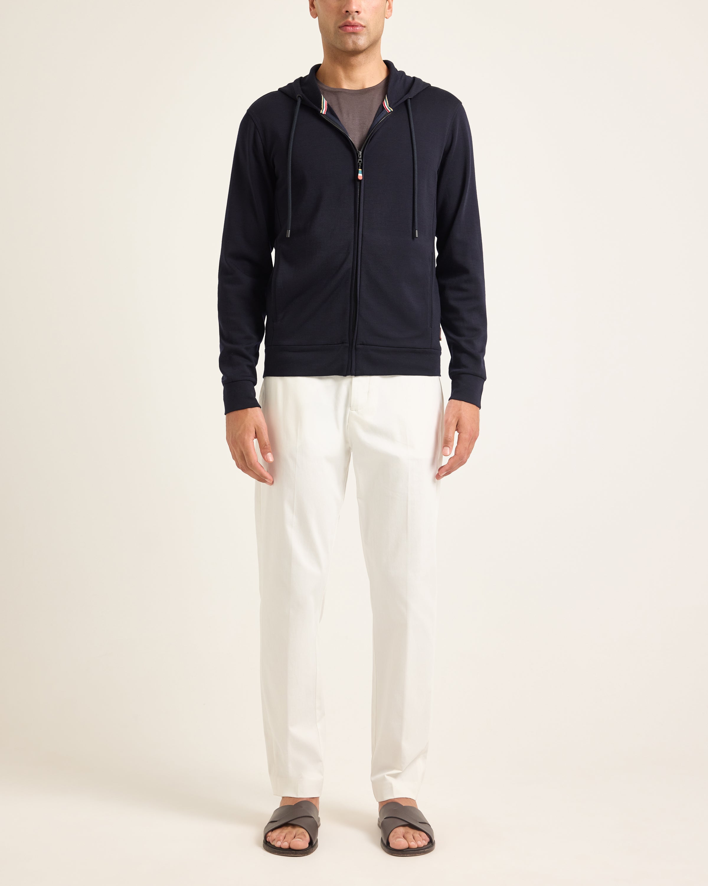 Orlebar Brown | Night Iris Classic Fit Zip-Through Hooded Merino