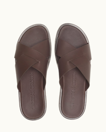 Muro - The Muro Sandal in Brown Overhead View