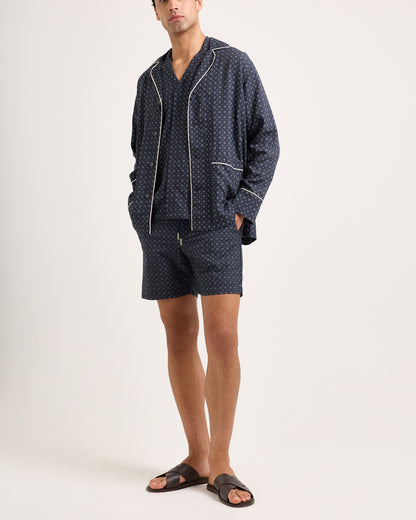 Murray - Relaxed Fit Long Sleeve Button Through Resort Overshirt In Night Iris Model Front View