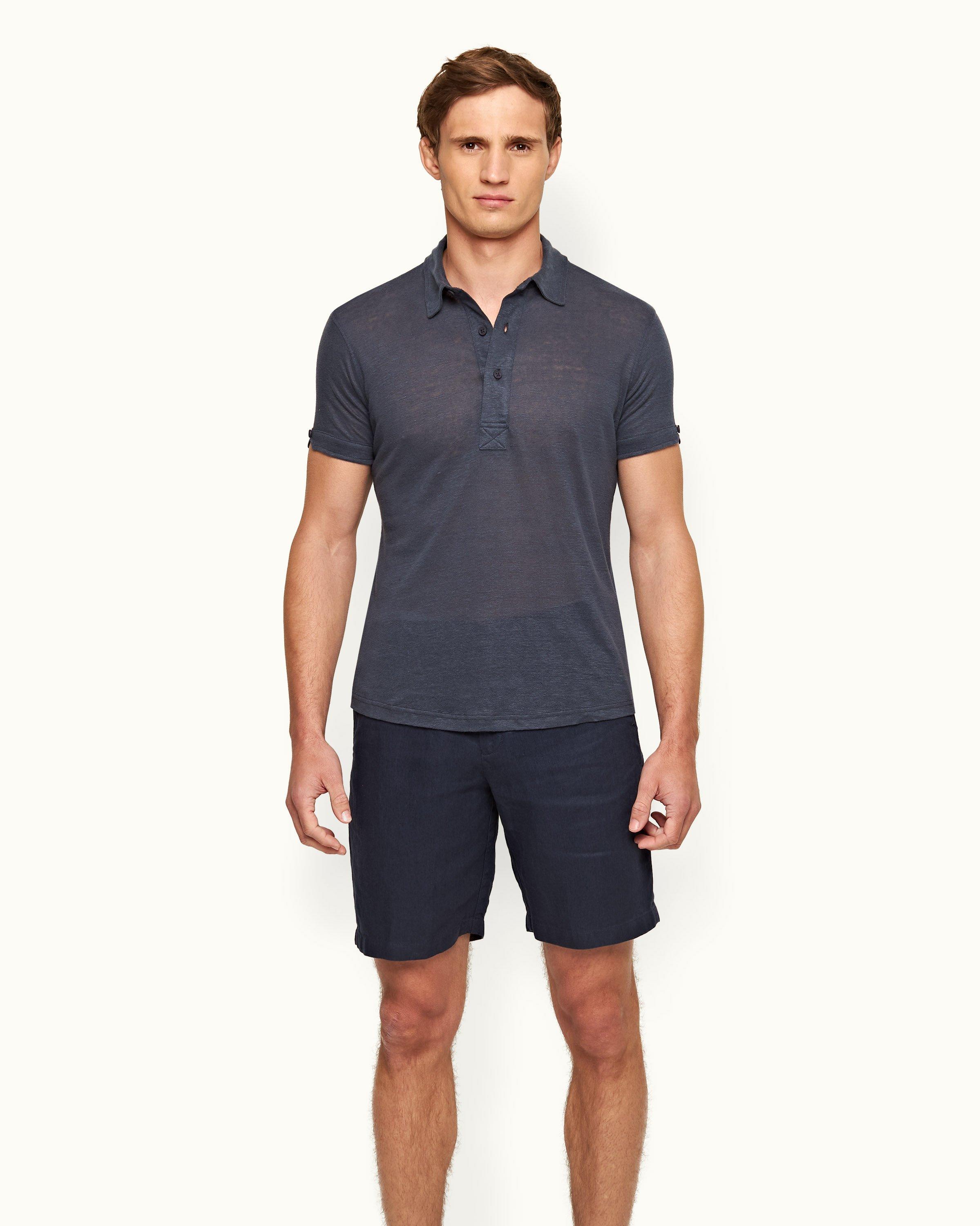 Norwich Linen Navy Tailored Fit Shorts Orlebar Brown ORLEBAR BROWN