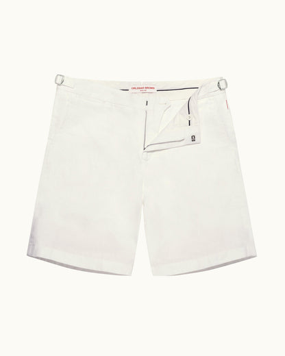 Norwich Linen - Mens Tailored Fit Linen Shorts In White Front View